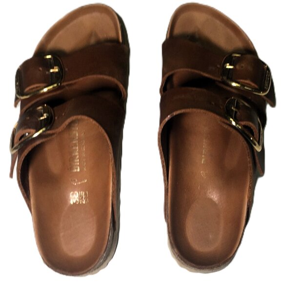 🛑 BIRKENSTOCK Big BUCKLE ➕🆒 SANDALS Arizona SHOES Slip On Leather 💸BUY NOW‼️ - Picture 5 of 16